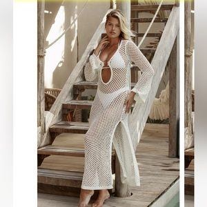 Monday Swimwear Montego Dress- White Crochet New With Tags